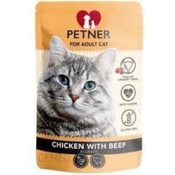 PETNER ADULT CAT KURCZAK Z WOŁOWINĄ I ŻURAWINĄ SASZETKA 85g